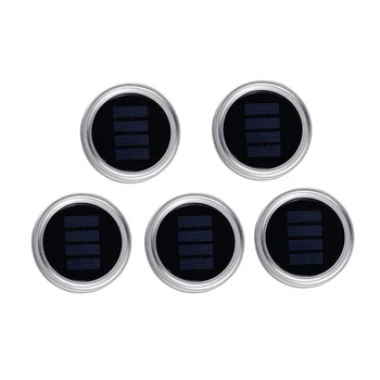 

Solar Waterproof 10 LED Mason Jar Lid String Lights(NO Jars),Patio Yard Garden Wedding Decoration-Warm White-5 Pack