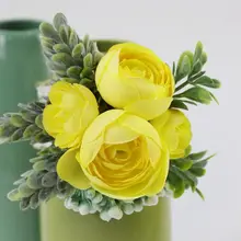 Бутоньерка ручной работы для мужчин и женщин, корсаж на запястье, Искусственный цветок розы, искусственный суккулент, свадебное украшение для банкета и вечеринки, 6 цветов