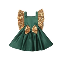 Темпераментное платье для маленьких девочек платье принцессы с блестками для вечеринки, дня рождения, свадебного торжества, детское платье