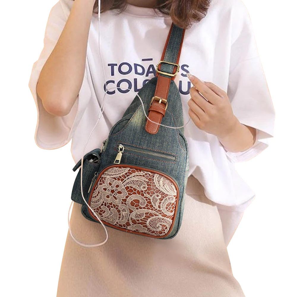 Bolsos de pecho para mujer, cartera informal de moda, bolso cruzado de  viaje para mujer, bolsos de encaje vaquero Vintage|Cubos| - AliExpress
