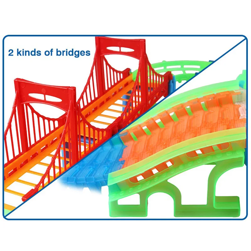 Подключение 2 типа железная дорога волшебный гоночный трек Игровой Набор Diy изгиб гибкий гоночный трек электронный флэш-светильник автомобиль игрушки для детей
