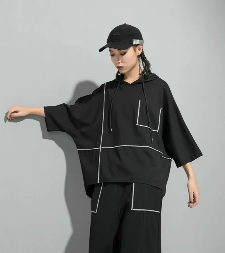 Max LuLu осень корейский модный стиль топы Дамская с капюшоном женская футболка винтажные полосатые футболки Повседневная одежда Большие размеры