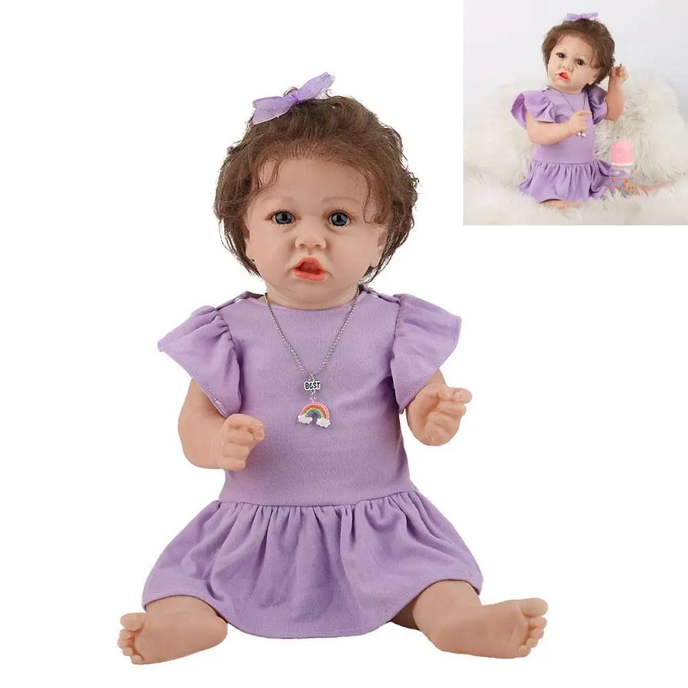 

22 inches Rebirth Baby Doll Full Body Silicone Baby Lifelike Dolls For Kids Washable Simulation Age Waterproof Newborn 3 Gi W5J2