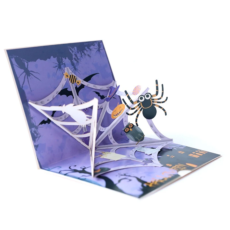  DIY Creative Horror Spider 3D Pop Halloween Card and Envelope Trick or Treat Greeting Card Party In - 4000559028040