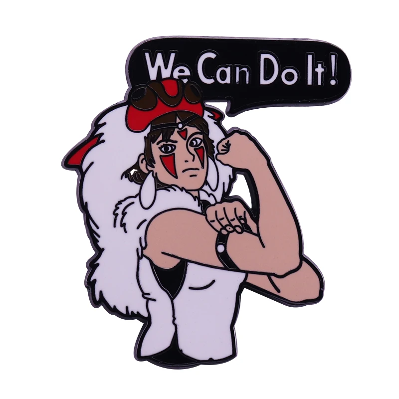 Princess Mononoke we can do it funny mash-up pin feminist flair addition