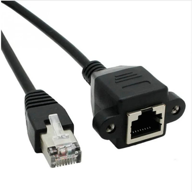 

1pcs 8Pin RJ45 Cable Male to Female Screw Panel Mount Ethernet LAN Network 8 Pin Extension Cable