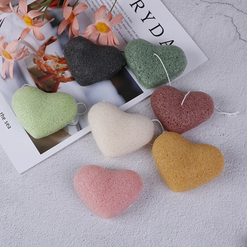 Konnyaku Puff Face Wash Cleaning Sponge Esponja Makeup Konjac 1Pc Heart-shaped Exfoliator Cleanse Natural |
