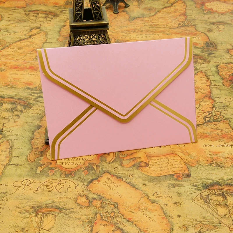 10 шт/партия винтажные золотые пустые конверты из крафт-бумаги приглашение на празднование свадьбы конверт поздравительные открытки Подарочный конверт 17,5*12,5 см - Цвет: 17.5X12.5cm pink