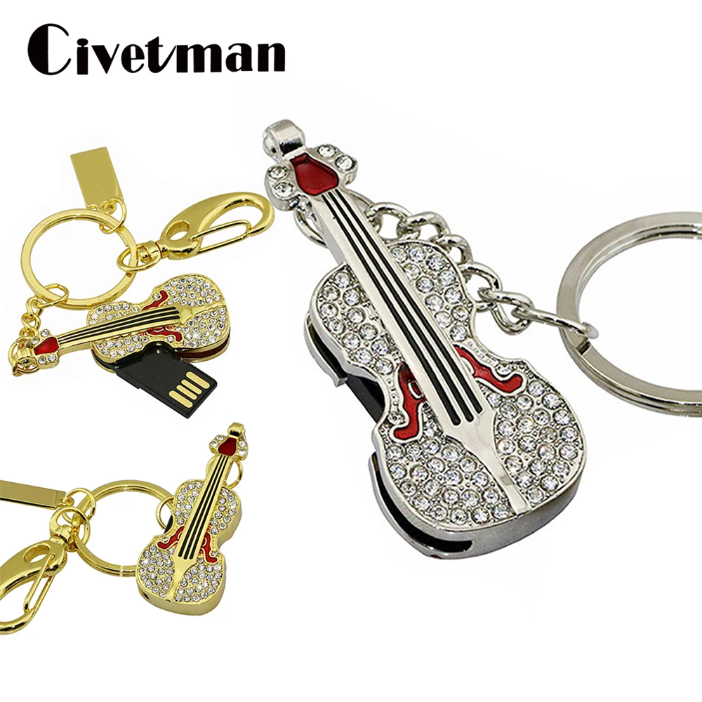 

USB флеш-накопитель с украшением в виде кристаллов музыкальный инструмент Ювелирная скрипка usb-накопитель, карта памяти, 8 Гб оперативной памяти, 16 Гб встроенной памяти, 32 Гб 64 Гб 128 ГБ 256 ГБ флэш-накопитель памяти USB флешки