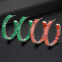 GODKI, 35 мм, Роскошные Разноцветные серьги-кольца с кубическим цирконием для женщин, свадебные Дубаи, трендовые серьги, букле d'oreille femme