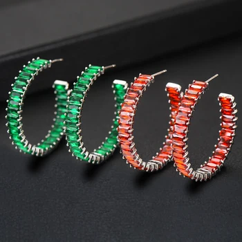 

GODKI 35MM Luxury Multicolor Cubic Zirconia Big Hoop Earrings for women Wedding Dubai Trendy Earrings boucle d'oreille femme