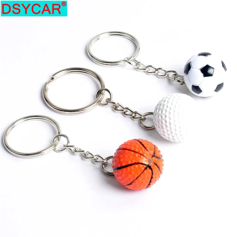 

DSYCAR 1Pcs Sports Keychain Golf/Soccer/Basketball Key Rings Fans Creative Key Chain for Car Key Purse Hanging Accessories New