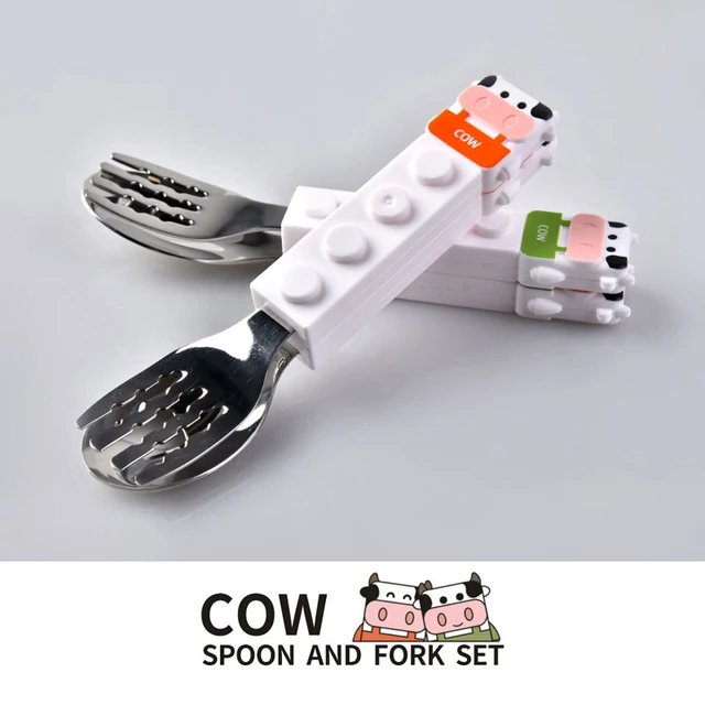 3PCS Baby Feeding Utensils Cartoon Fork Spoon Child Cutlery Set Kid  Tableware Kitchen Gadgets Cake Vegetable Fork Teaspoon Gift - AliExpress