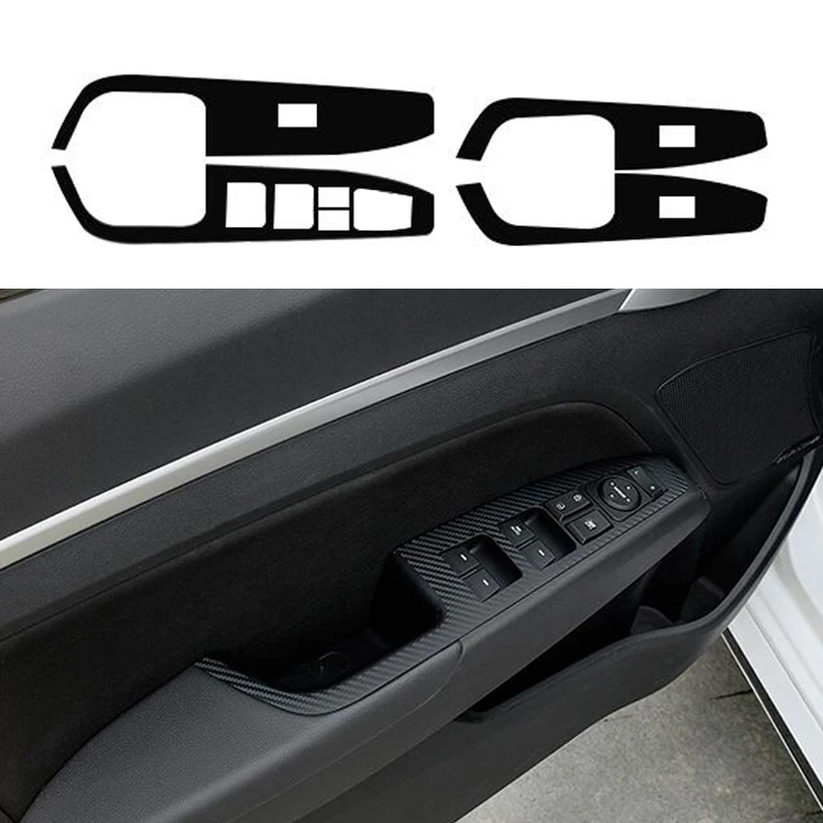 Автомобильный Стайлинг черная углеродная наклейка Кнопка подъема окна автомобиля переключатель панель Крышка отделка стикер для Hyundai Elantra Avante