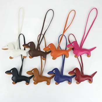 

Handmade Cute Puppy Dog Keychain PU Leather Animal Key Chain Girls School Bag Charm Accessories Party Gift