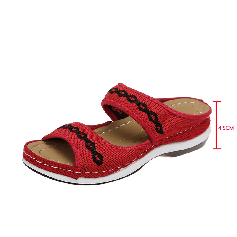 Women Sandals Knitting Platform Slippers Outdoor Comfortable Plus Size Mesh Finger Flat Leisure Flip Flop Sneakers Sandalias