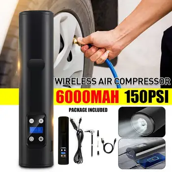

6000mAh Cordless Air Pump 12V 150PSI USB Rechargeable Portable Air Compressor Pump LED Power Bank Digital Tyre Inflator