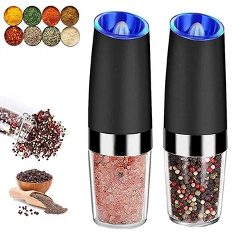 

Electric Salt and Pepper Grinder Stainless Steel Pepper and Salt Mill with Blue LED Light Automatic Pepper Mill Cooking Tools