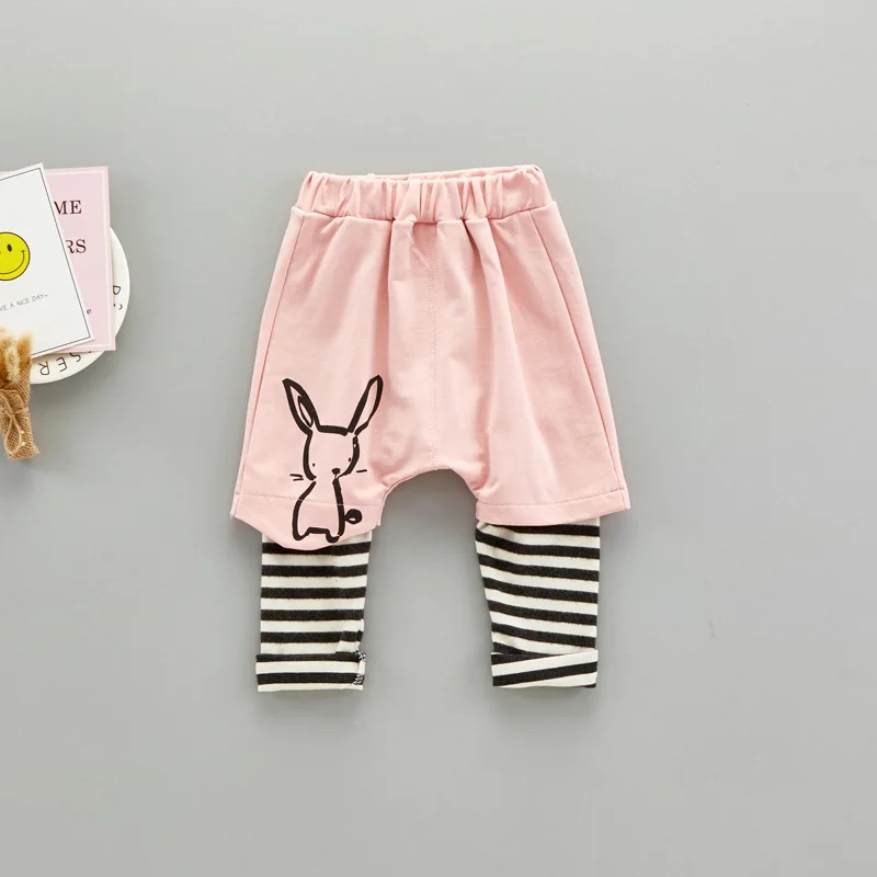 VIMIKID/комплекты одежды для малышей коллекция года, Осенний хлопковый топ с длинными рукавами и рисунком кролика+ полосатые штаны с фальш-вставкой комплекты детской одежды