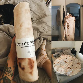 

Funny Burrito Blanket Tortilla Wrap Blankets Throw Sherpa Mexican Blanket Fleece Soft Printed Knitted Round Rectangle Funny Gift