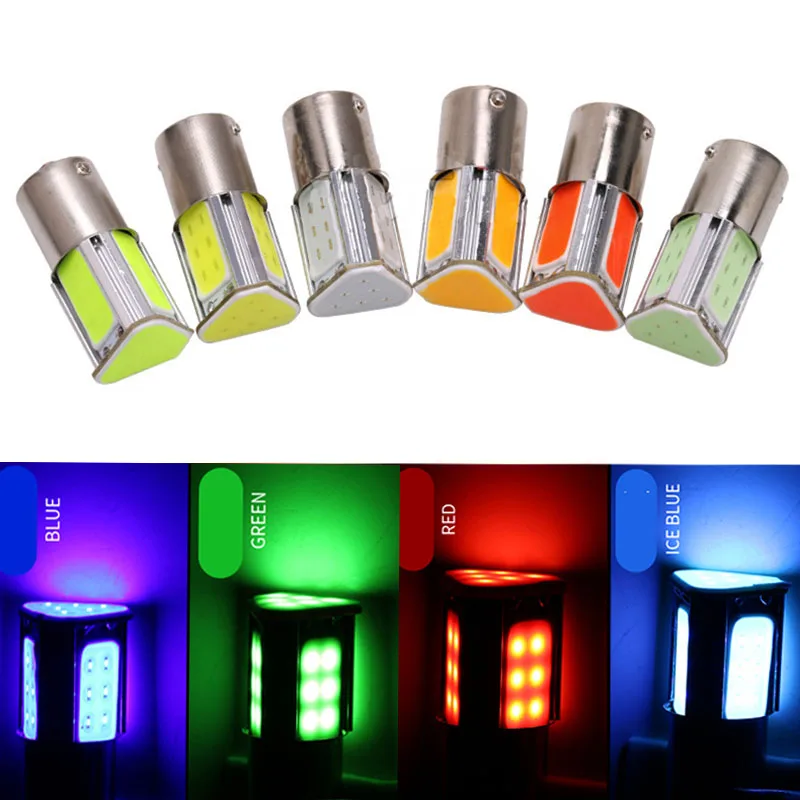 

2pcs 1156 1157 LED Bulbs White Red Yellow COB Car DRL Auto Turn Signal Light Reverse Lamps Brake Daytime Lights DC 12V LED Lamp