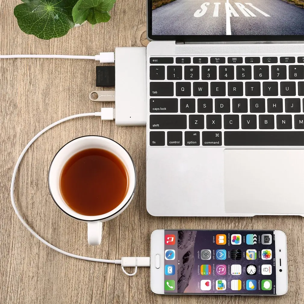 USB-C 3,1 концентратор PD-power с безопасным цифровым/TF кардридером для Apple для Macbook ноутбука высокопроизводительный ультратонкий портативный