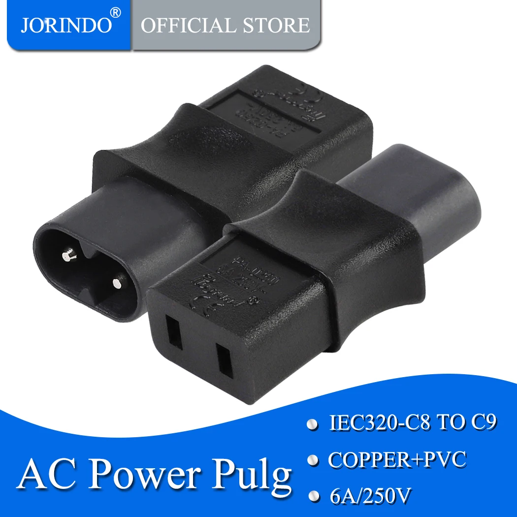 JORINDO IEC 320 C8 штекерным C9 AC Мощность адаптер переменного тока 2 контактный разъем