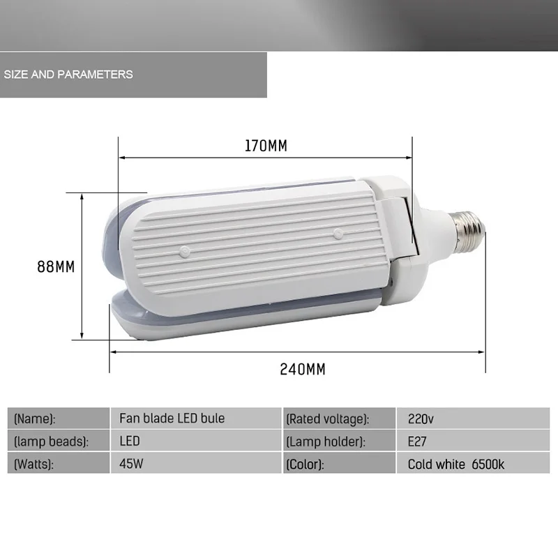 Горячая Распродажа 45 Вт Светодиодная лампа Smd2835 228 светодиодов супер яркий Складной вентилятор с регулируемым углом наклона потолочный светильник для дома энергосберегающие лампы