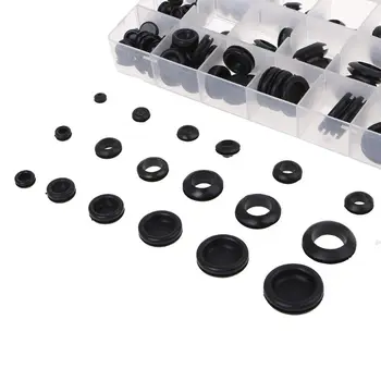

125Pcs Rubber Grommets Set Sealing Electrical Wire Ring Gasket Kit Firewall Hole Plug Assortment Case 50PB