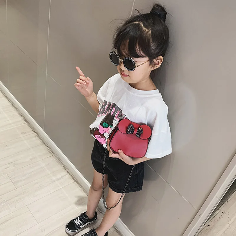 Cute Bowknot Backpack Toddler Kids Casual PU Sequins Body Cross Bag Children Princess Girls Handbag Shoulder Bag