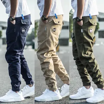 

Fashion Streetwear Men Joggers Pants Spliced Designer Slack Bottom Casual Cargo Pants Men Harem Trousers Hip Hop Pants Hombre