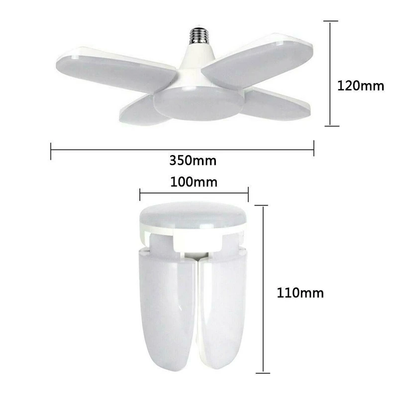 2Pcs 60W LED Garage Shop Work Lights 6000Lm Home Ceiling Fixture Deformable Lamp White Light 170-240V