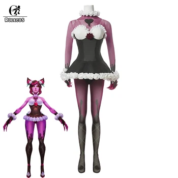 

ROLECOS Game LOL Evelynn Cosplay Costume LOL Sugar Rush Evelynn Cosplay Costume Women Sexy Dress Jumpsuit Leather Costume Suit