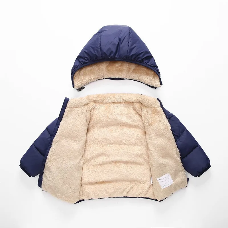 Зимние теплые флисовые парки для мальчиков и девочек детские куртки для девочек и мальчиков; Детское пальто из плотного бархата верхняя одежда для детей пальто для младенцев