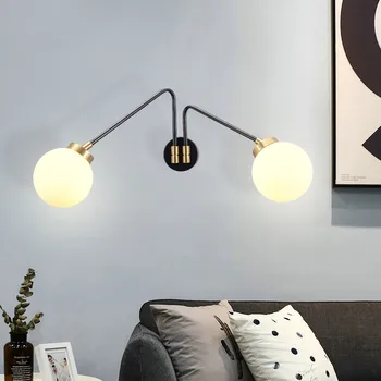

Modern 2 Balls Parlor Led Wall Lamps Aisle Study Wall Lights Indoor Lamp Sconce Nordic Art Fixtures Rotatable Bedroom Restaurant