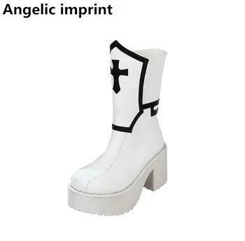 

Angelic imprint New handmade mori girl Women cosplay boots lady lolita Boots woman high trifle heels pumps shoes 34-46 8571 8cm