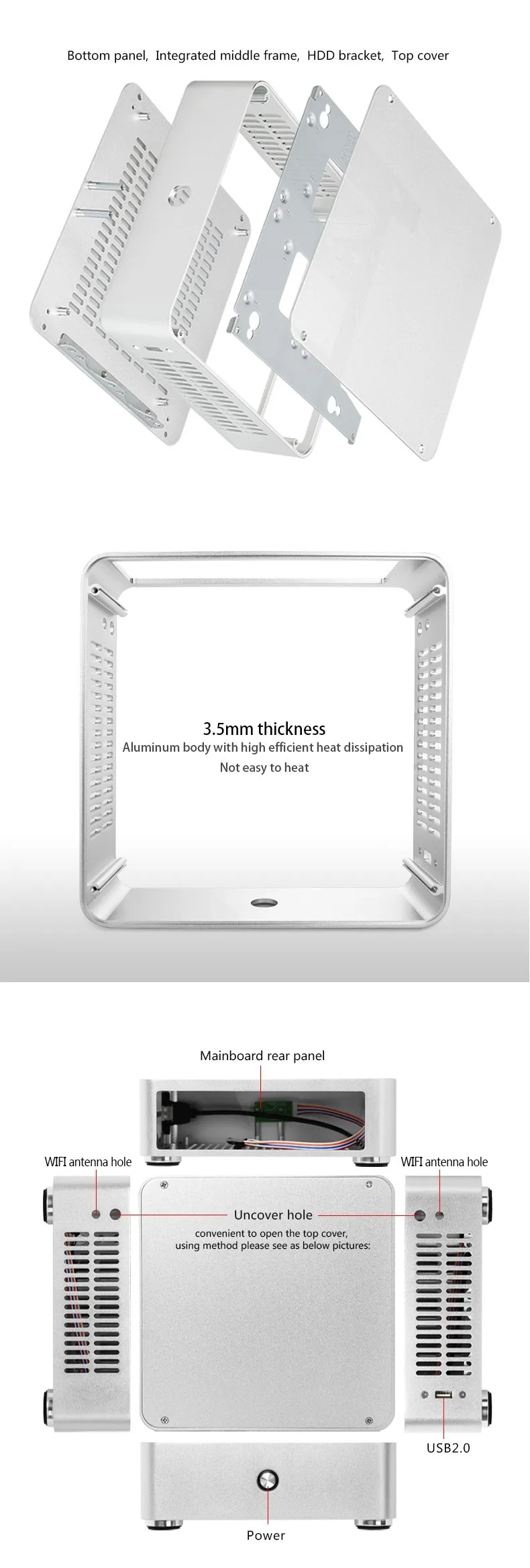 Cheap Small Industrial Aluminum Thin Client Mini Itx Computer PC Case