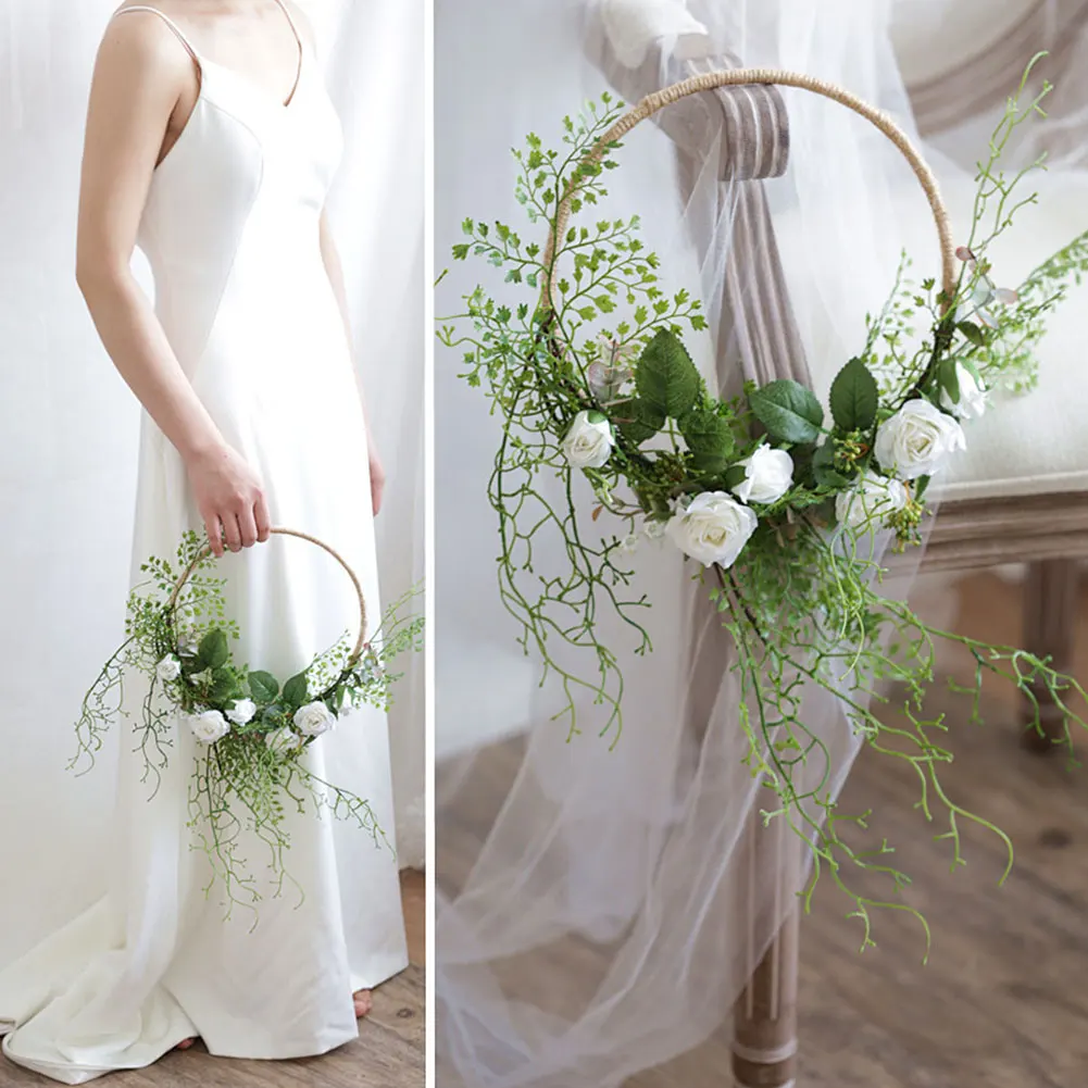 10 Stücke 10/15/18/20/23/30 cm Holzring Bambus Hoop Rahmen DIY Kranz Dekorative Kreis Handwerk Werkzeuge Hochzeit Weihnachtsdekoration – Detail 10