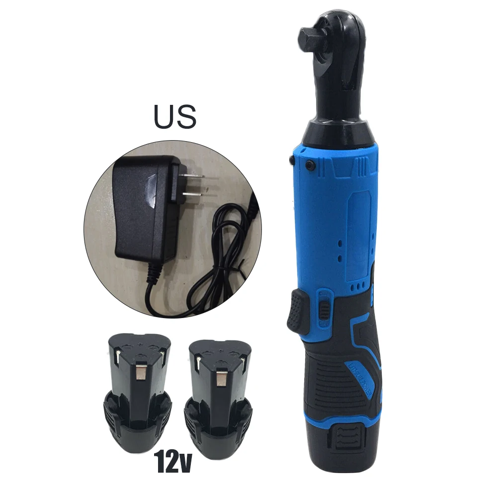 

12V 65Nm 3/8Cordless Electric Ratchet Right Angle Wrench Tool Battery Charging