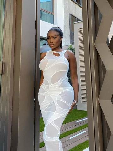 Womens Kliou Sexy Three Layer Maxi Dress