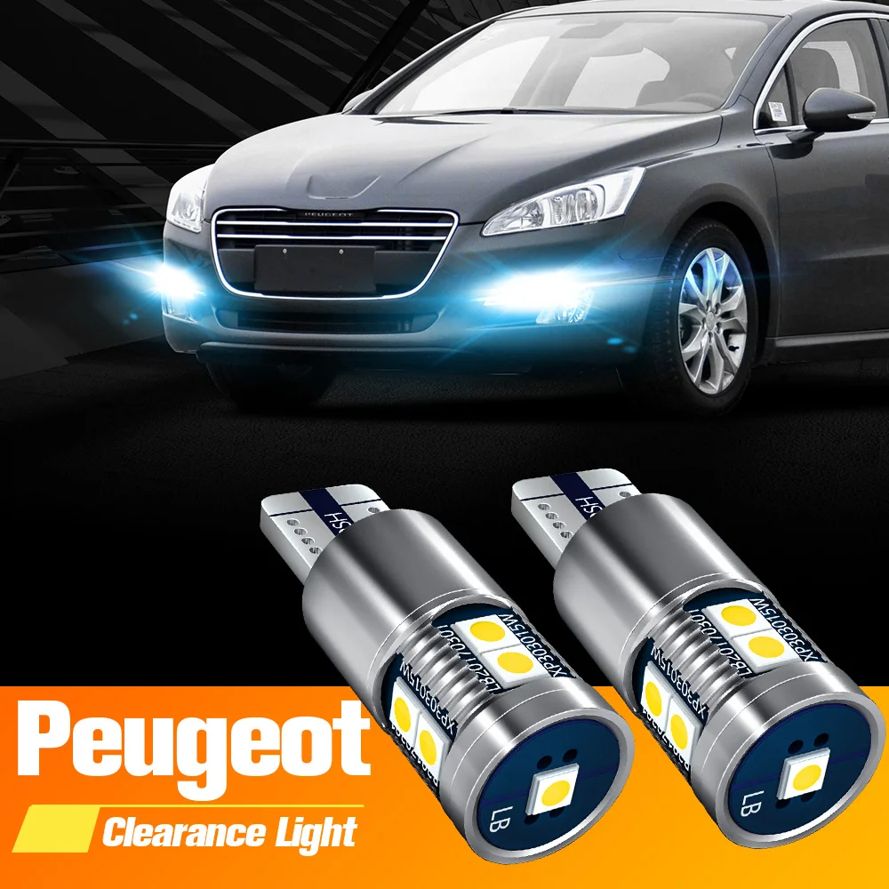 Светодиодная лампа дневного света W5W T10 2 шт. для Peugeot 1007 107 106 207 307 306 4007 4008 407 508 607 Bipper