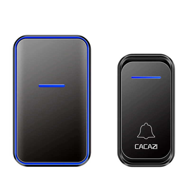 B 1Button 1Receiver CACAZI, EU, US, UK, водонепроницаемый беспроводной дверной звонок, 300 м, дистанционный Интеллектуальный светодиодный светильник, домашний дверной звонок, 38 колокольчиков, 1, 2 кнопки, 1, 2, 3 приемника - Цвет: B 1Button 1Receiver