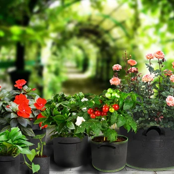 

5pcs/set Plant Grow Bags Growing Bags Non-woven Fabric Aeration Pots With Handle Root Container Gardon Plot Supplies