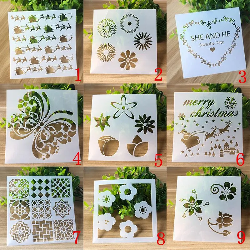 

9 Types Flower Layering Stencils for DIY Scrapbooking Photo Album Decoration Cake Hollow Embellishment