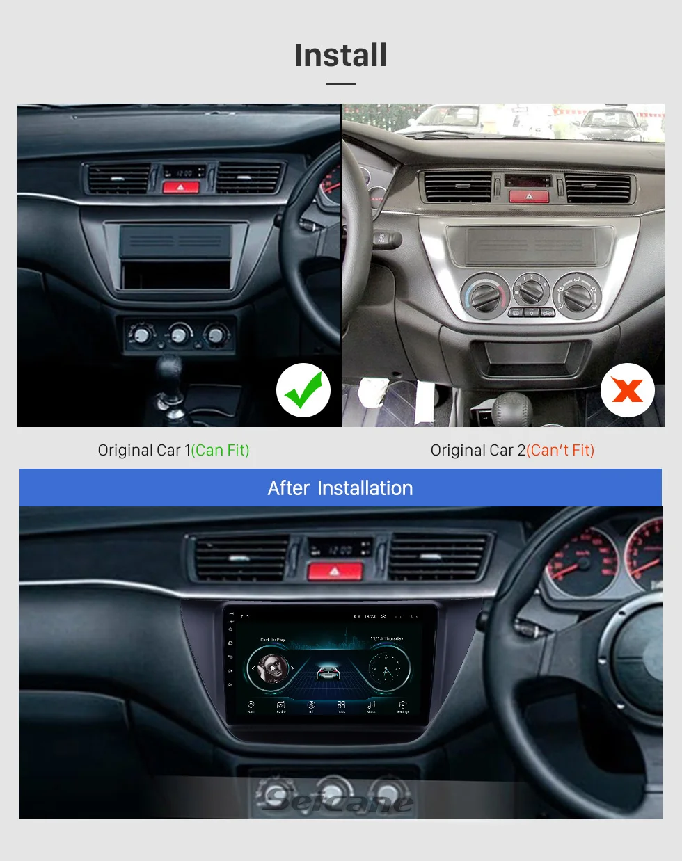 Seicane Android 8,1 2DIN Автомагнитола gps Navi головное устройство плеер для Mitsubishi lancer ix 2006 2007 2008 2009 2010 Мультимедиа Стерео
