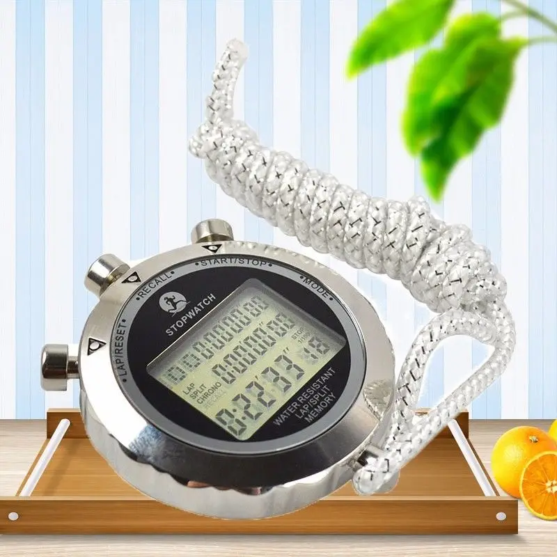 Digital Sport Stopwatch Timer 1/100 Seconds Timing Waterproof  Lanyard Electronic Chronograph Timer Alarm/Calendar for Sports 3