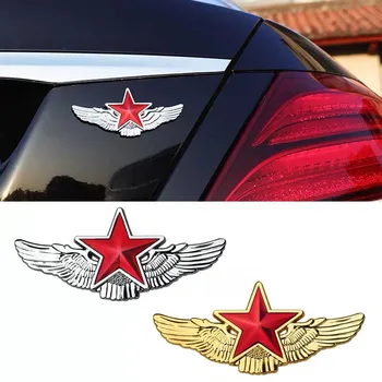 

3D Angel wing five-pointed star wings metal car stickers personalized creative hood door decoration stickers tail tag