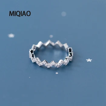 

MIQIAO 925 Sterling Silver Wave Ring With Sparkles Women Minimalism Glitter Diamond Zircon Wave Female Line Engagement Love Gift