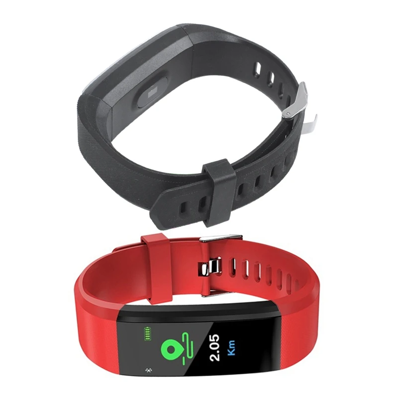 FFYY-2 шт 115 плюс умный Браслет фитнес-трекер счетчик шагов Smartband анти-потеря напоминание о звонках для Android IOS, черный и красный