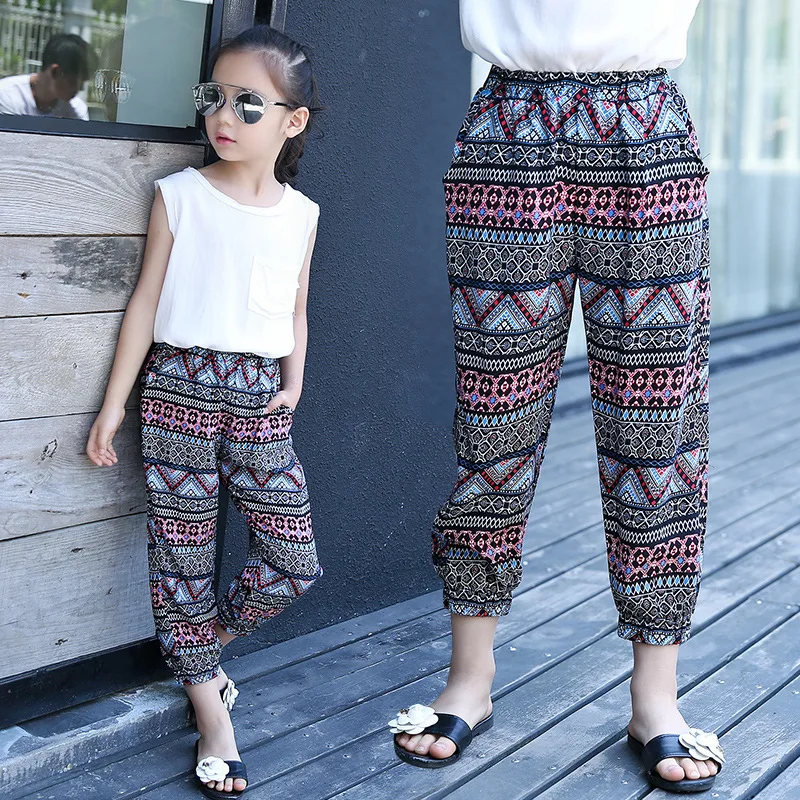 Новинка года; Стильные Детские противомоскитные штаны летние брюки-фонарики тонкие спортивные брюки для больших мальчиков и девочек брюки-Капри Для Девочек